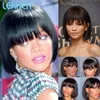 Perucas sintéticas perucas sintéticas lekker curto colorido em linha reta bob peruca de cabelo humano com franja para mulheres negras natural sem cola brasileira remy loira 613 perucas onduladas 240327