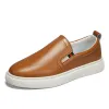 Mannen Witte Boardschoenen Comfort Lichtgewicht Casual Leren Schoenen Met Zachte Zolen Mannelijke Lente Herfst Designer Ademende Teen Loafers Mannen Populaire Slip-on Flats Sneakers AA01