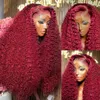 250 Density 30 40 Inch 99J Burgundy Deep Wave 13x4 Lace Front Human Hair Wig 13x6 Lace Frontal Red Curly Wigs Remy for Women