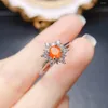 Klusterringar oktober Birthstone Ring Natural Fire Orange Opal Engagement Band Sterling Sier Jewelry Snowflake