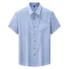 Mäns casual skjortor 7xl 6xl 5xl 2024 Summer Business Shirt Men High End Ice Silk Breattable Mens with Pocket Loose Camisa Hombre