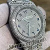 Moissanite 스터드 다이아몬드 아이스 아웃 아웃 아웃 아웃 시계 자동 stainlwatchess 스틸