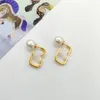 Luxury Brand Designers Earrings Geometric Famous Women Round Crystal Rhinestone Pearl Earring Wedding Party Jewerlry diamond 11 styles Pink Gold Silver