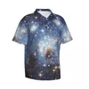 Chemises décontractées pour hommes Bling Star Chemise hawaïenne Mens Beach Astro Galaxy Imprimer Manches courtes Streetwear Design Trendy Blouses surdimensionnées