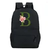 Zaino Borsa da scuola Grafica Lettera verde con rosa Borse per laptop alla moda Harajuku di grande capacità Zaini con cerniera per escursioni da viaggio all'aperto