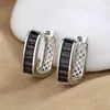 Hoepel Oorbellen Unisex U-vormige Vierkant Zwart Wit Zirkoon Vrouwen Mannen Zilver Kleur Kleine Oor Punk Sieraden