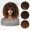 Synthetische pruiken Cosplaypruiken Stuiter Krullend Synthetische pruiken met pony Donkerbruin Ombre Afro Kinky Korte pruiken voor dames Dagelijks Pruikgebruik Hittebestendig Vrouw 240328 240327