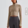 Actieve shirts Zipper Yoga -jurk lange mouw afslanke korte jas medium intensiteit oefening fitness top