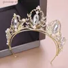 Tiaras vintage barock kristall strass pärla drottning krona smycken guld huvudbonad födelsedag krona brud bröllop hår tillbehör gåva y240319