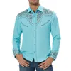 Frühling Western Vintage Bedruckte Hemden für Männer Langarm Casual Lose Schlank Button-Down-Kleid Hemd Bluse Tops Herren Kleidung 240319