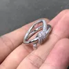 Designer Knot Ring Classic Luxury Diamond Ring Women Titanium Steel Gold Plated Engagement Wedding Jewelry Size 6-8