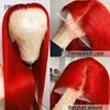 Syntetyczne peruki 13x4 13x6 HD koronkowe przednie ludzkie peruki włosy Czerwone 99J Burgundowe proste przezroczyste koronkowe koronkowe peruki ludzkie ludzkie włosy Preucked Lace Peruki 240328 240327