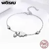 Charm Bracelets WOSTU Fatima of Hand Hamsa Eye s 925 Sterling Silver Blue Zircon Chain Link For Women Bangles Wedding Jewelry FIB079 L240319