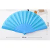 Decorative Figurines Plastic Bone Blank Silk Folding Fan Solid Color Taichi Dance Party Jewelry Hand For DIY Painting Drawing Craft