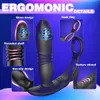 3in1 Empuje Vibrador Anal con Anillo de Polla Juguetes Sexuales Masculinos Masajeador de Próstata Consolador Vibrante Adulto para Hombres Pareja 240312