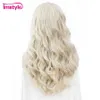 Syntetiska peruker Syntetiska peruker Imstyle Ash Blonde Wig Syntetisk spets Front Wig Long Wavy Cosplay Wigs Heat Motion Fiber Glueless Wigs For Women 24 Inches 240327