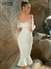 ADYCE Summer Women White Mesh Midi Midined Bandage Dress for Off Shou Shou Scegli Club Wedding Club Abito Female Vestitidos 240314
