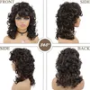 Synthetic Wigs Vintage Synthetic Long Curly Wigs with Bangs Brown Black Women Wig Highlights African American Curls Wave Natural Wigs for Woman 240328 240327