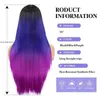 Synthetic Wigs Ombre Rainbow Black Blue Purple Long Straight Synthetic Wigs for Women Red Black Cosplay Wig for Christmas Heat Resistant Fiber 240329