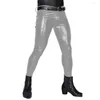 Мужские брюки, однотонные сексуальные мужские эластичные кожаные узкие брюки, мужские узкие брюки из искусственной кожи, мужская одежда с высокой талией для фетиш-вечеринок, одежда для ночного клуба 7XL