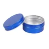 Pot de maquillage en aluminium bleu pour crème cosmétique, pot à lèvres, récipient en étain, couvercle à vis, capacité vide de 50 ml, pour cosmétiques/produits de beauté DIY