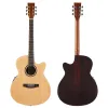 Gitarre 40 Zoll Akustikgitarre 6 Saiten massive Fichtenholzdecke 41 Zoll Hickory Back Folk Gitarre mit EQ Tuner Funktion