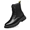 Stövlar män mode original läder höst vinterskor märke designer plattform chunky boot cool hög motorcykel botas maskulinas