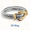 DY Ring For Women 1:1 High Quality Wedding rings with diamonds engagement Station Cable Collection Vintage Ethnic Loop Hoop Pendant Punk dy designer Jewelry gift