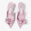 Marque élégante Amita fleurs sandales chaussures femmes en cuir Nappa fronde dos pompes fête mariage dame bout pointu talons hauts luxe marche EU35-42