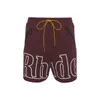 Pantalones cortos Rhude a la moda para hombre, pantalones cortos informales antilisos, pantalones de baloncesto transpirables Rhude para playa de hip hop, talla asiática