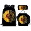 Rucksack Harajuku Sonnenblume 3D-Druck 3 Stück/Set Schüler Schultaschen Laptop Tagesrucksack Lunchtasche Federmäppchen