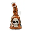 1pc, 7 pollici, decorazioni festive che si illuminano al buio, oggetto da fumo in vetro con teschio fantasma in argilla polimerica, vetro per tabacco, bong in vetro borosilicato, accessori per fumatori, narghilè in vetro