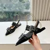 Sping Summer Fabric Blue Mary Jane Shoes for Women Point Toe Studded Square Heels Designer Sandalias