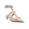 vlogo Designer Talon Haut VT Sandale 2024 Sandale Robe Chaussures Bride À La Cheville Goujons Romains Noir Nude Bande Rivets Femmes Stiletto Bloc