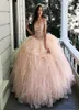 Новое поступление светло-розовые платья Quinceanera 2020 с открытыми плечами и аппликациями из бисера Sweet 16 Платье с корсетом сзади Тюлевые платья для выпускного вечера3344015