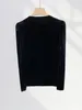 Camicette da donna Stile francese Velluto nero Top Cappotto Donna Primavera Maniche a sbuffo Colletto obliquo Camicie lunghe vintage Cardigan semplici ed eleganti