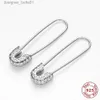 Stud Punk Perclip Safety Pin Studs 925 Sterling Silver Brincos para Mulheres Micro Pave CZ Zircon Ear Piercing Brincos Pequenos 2021 NewC24319