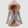 Damesjassen Dames Plus Size Winterjas Reverskraag Jas met lange mouwen Vintage Dikker Warm Capuchon Dik Gewatteerd Bovenkleding Groot