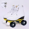 Chaussures à rouleaux de bottes 4 roues patins adultes Unisexe Double Row Roller Chaussures professionnelles Sport Sneaker Cuir Footwear Cadeau