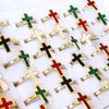 36 stks/partij Mode en felgekleurde Acryl roestvrijstalen kruis ring voor mannen en vrouwen Christus Jezus sieraden geschenken groothandel 240312