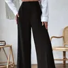 Women's Pants 2024 Spring Summer Black Trousers Woman Loose Plus Size 5XL Wide Leg Cotton Solid Color Lady Capris Bottom KJ020