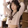 Japansk JK Uniform Student Girl School Outfit Milk Tea Navy Feng Sailor Suit College Style Långärmad JK PLEATED KOT SET 240319