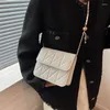 Sacs à bandoulière en cuir PU pour femmes, petits sacs à main, sac à main élégant en treillis, pochette avec sangle de chaîne