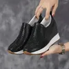 Dress Shoes Krasovki 7cm Synthetic Boots Women Genuine Leather Spring Sexy Fashion Ankle Platform Wedge Bling Rhinestones Pumps Autumn