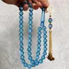 Strand Arabia, модный стиль, 10 мм, 51 бусина Tasbih, синяя смола, светится в темноте, мусульманские четки, подарки, исламская молитва мисбаха