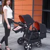 عربات# 2024 جديدة Twin Strollerbaby Strollerfolding Stroller Twins Baby Carriagedouble Seat Stroller Travel Pushscape High Landscape L240319