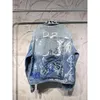 Chaqueta Graffiti de la familia B de versión alta, chaqueta vaquera desgastada nueva unisex SS23 otoño