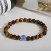 Strand Natural Black Lava Tiger Eye Bead Armband High Quality Stone Round Pärlor Handgjorda Yoga Bangles Elastic Stretch Homme Jewelry