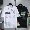 Algodão masculino manga curta nova camiseta de verão na moda jovem estudante bonito meio solto roupas superiores americanas