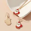 Dangle Earrings Fashion StatementSanta Claus Necklace Earring Jewelry Set Snowflake Pine Snowman for Christmas Party